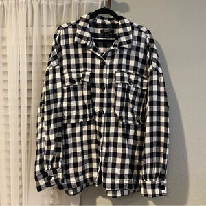 Black & White Plaid Button-Up Shacket